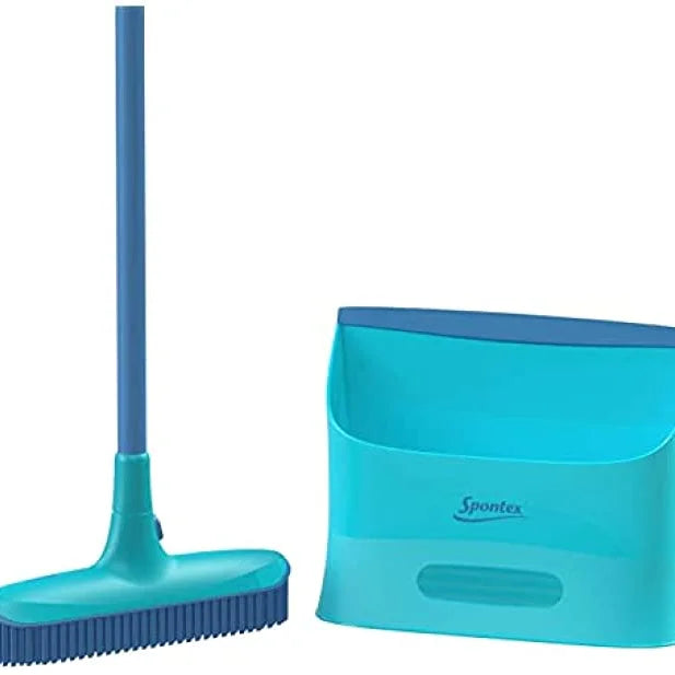 Spontex Catch and Clean Indoor Rubber Broom and Dustpan